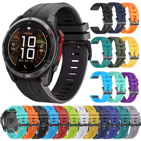 QuickFit 26mm 22mm Silicone Strap For Garmin Fenix 5 5X Plus/8 Pro 6X 6 Pro 7X 7 E Tactix/Quatix 8 E