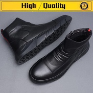 .❤🎁Ready Stock🎁 kasut kerja lelaki kasut hitam kasut pejabat lelaki kasut hitam kerja Lelaki Kasut Spring Martin Boots Lelaki British Wind High-Top Shoes Kasual Boots Versi Korea Trend Wild Black Shoes