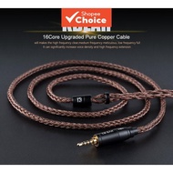 KBEAR 16-Core Upgrade IEM Cable for Shure SE215 SE535 Tin T2 T3 Pure Copper MMCX/2-Pin Pro