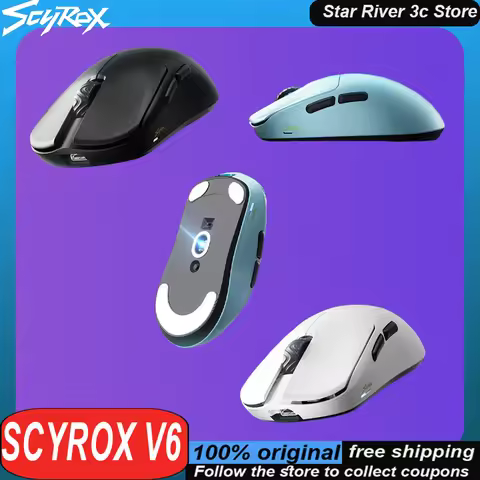 SCYROX V6 Wireless Mouse Pixart3950 Sensor Lightweight 8k Low Latency Ergonomics Customized Gaming M