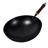 Nitride Pot Belly Pan Uncoated Iron Pan Not Easy to Stick Pan Household Deepened Wok No-Open Pan Rou