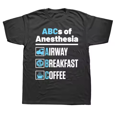 Anaesthesiologist Anesthesiology Doctor Nurse Funny ABCs of Anesthesia Essential T-Shirt Cotton Retr