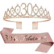 Birthday Tiara Crown Sash Women Girls 18Th 21St 30Th 40Th 50Th 60Th 70Th Birthday Party Decoration F