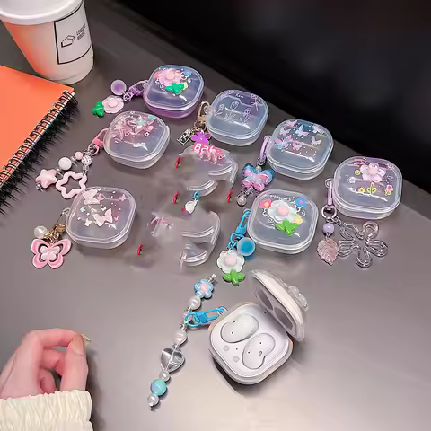 For Samsung Galaxy Buds Live 2 Pro 2 FE Case Bear Flowers 3D Dolls TPU Earphone Case Accessories Cov