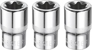 HARFINGTON 3pcs E-Torx Socket 1/2" Drive E18 Star Female Socket 1.5" Length External Torx Deep Sleev