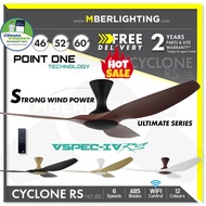 POINT ONE Cyclone RS 46/52/60" (No Light) VSPEC IV Smart Wi-Fi Ceiling Fan With Remote