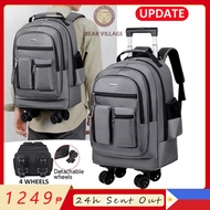 Trolley Backpack 4 Wheels Detachable Travel Backpack Waterproof Laptop Bag Rolling Backpack