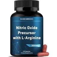L Arginine 3000mg Nitric Oxide Supplement Vegan Capsules Performance 90Caps