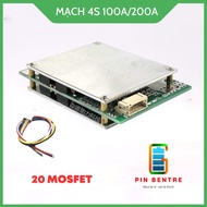 Mạch 4S 100A/200A bảo vệ Pin LFP 3.2V với 20 Mosfet sạc và xả cùng cổng