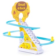 NEXTAKE Duck Slide Toy Set, Funny Automatic Stair-climbing Ducklings Cartoon Race Track Set Little L