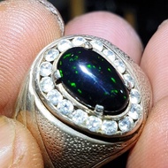 Promo batu cincin kalimaya black opal solid asli banten Murah