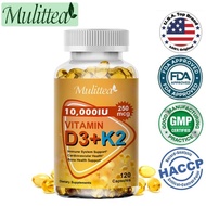 Mulittea 120pcs/60pcs USA Vitamin D3 Vitamin K2 Meningkatkan Penyerapan Kalsium Kesehatan Tulang & S