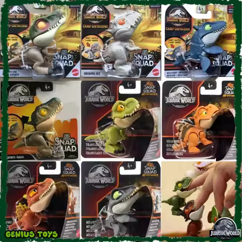 Mattel Jurassic World Mini Dinosaur Model Snap Squad Indominus Rex Mosasaurus Tyrannosaurus Finger M