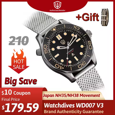 Watchdives WD007 V3 007 NTTD Mechanical Watches NH35/NH38 Sapphire 200M Waterproof Luminous 42Mm Lux