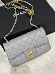 Chanel灰色金珠mini cf 999新