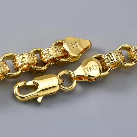 18k Gold Plated Italy 750 Necklace Empty Circle Chain Fashion Hip-hop Daily Party Men Women Wear Jew