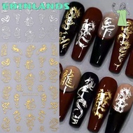 EBINLANDS Gel Polish, Gold Silver  Dragon Design Nail Sticker, Manicures Decorations Self-Adhesive Metallic Mirror Nail Art Transfer Sticker Paper  Year Nail Decoration