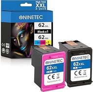 NINETEC 62 XL Printer Cartridges Multipack Replacement for HP 62 Ink Cartridge for HP 602 XL 62XL fo