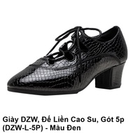 DZW Shoes, Rubber Sole, 5P Heel (DZW-L-5P) - Black (Free Shoe Bag)