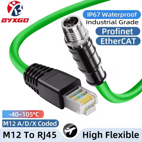 M12 to RJ45 Industrial Ethernet Cable, M12 4/8 Pin A/D/X Type Male/Female, M12 To RJ45 High Flexible