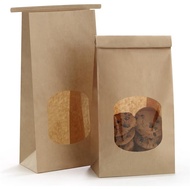 15 Pcs Brown Small Cookie Bags 4.6x2.48x9.6 Inch Tin Tie Closure - Resealable, Window,  For Homemade