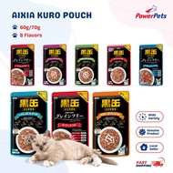 Aixia Kuro Pouch 60g/70g - Nutritious Cat Wet Food, All Ages, Tasty Tuna, Salmon, Chicken Flavor