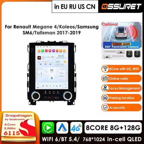 For Snapdragon AI Intelligent Systems Car Radio for Renault Koleos Megane 4 Samsung SM6 Talisman 201