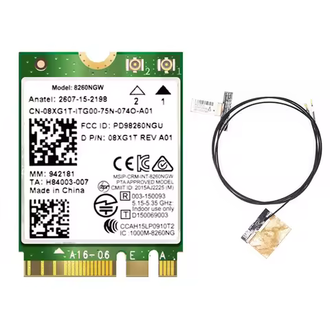 Newest 8260 8260NGW WiFi Card+2XAntenna 2.4G/5Ghz 867M Bluetooth 4.2 NGFF M.2 WiFi Wireless Card Mod
