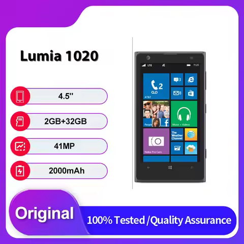 Unlocked Original Lumia 1020 Bluetooth 4G WLAN Mobile Phone 4.5 inches 32GB 2GB RAM Made in Finland