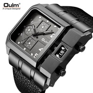 Oulm Large Dial Quartz Men's Watch Casual Belt Men's Watch Personality Square