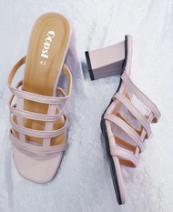 รองเท้าส้นสูง แฟชั่น Bigsize 41 42 43 44 45 รองเท้าผู้หญิง ไซส์ใหญ่ ลายตาข่าย สูง 3 นิ้ว