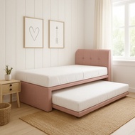 Alvera 2-in-1 Pull Out Bed Frame | Modern Upholstered Bed with Slide-Out Bed