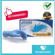 ASSURE Blue Soft Nitrile Powder Free Gloves, 100 Pcs/Box [M size] Assure Gloves