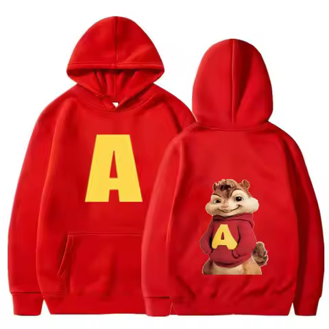 Cartoon Hoodie Alvin and The Chipmunks Green Red Navy Blue Shirt Camisa S/P Movie Promo Animation Lo