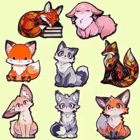 Cute Colorful Fox Jewelry Pins for Backpacks Lapel Enamel Pins and Brooches for Woman Men Bags Badge