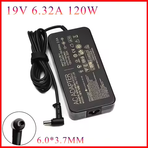 19V 6.32A 120W 6.0*3.7mm Adapter Power Charger For Asus TUF Gaming FX705GM FX705GE FX705GD FX505 FX5
