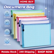 A4 Zipper Mesh Waterproof File Document Bag A4 Grid Transparent File Bag Beg dokumen berzip