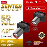 SENTER KEPALA ZOOM AOKI AK-3675A PRO 60W 1000 LUMEN - TAHAN LAMA - ZOOM JARAK JAUH