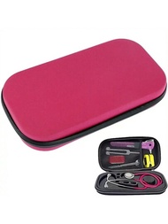1 件粉紅色聽診器保護套,抗壓防震防水旅行袋,用於溫度計、血糖儀和其他工具,便攜式拉鍊袋