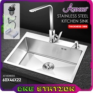 AT-6046SS Sink Bowl Single Bowl Sinki Dapur Kitchen Sink Combo Top Mounted Stainless Steel 304 Mater