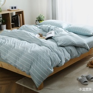 ชุดเครื่องนอน bedding set 4ชิ้น(ผ้าปูที่นอนx1 ปลอกผ้านวมx1 ปลอกหมอนx2) 6ฟุต ใช้กับที่นอน6-12นิ้ว รัด