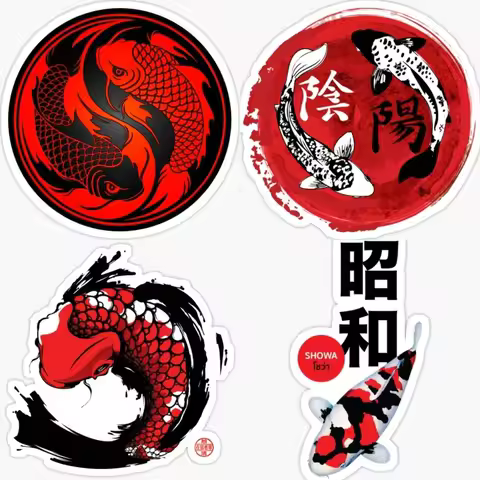 Swimming Koi Fish Sticker Vinyl Decal Yin Yang Fish Wall Art Carpe Diem Tattoo Skull Personality Car