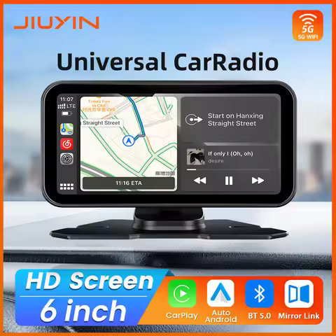 JIUYIN 6 inch 4K HD DVR Universal Car Radio Multimedia Navigation Wireless CarPlay Apple Android Aut