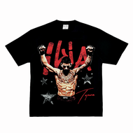 เสื้อยืดคอกลมแขนสั้นผ้าฝ้ายแท้ Topuria UFC ทรงหลวม ระบายอากาศได้ดี แฟชั่นฤดูร้อน สำหรับผู้ชาย เสื้อย