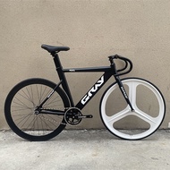ⓛGRAY F15 Fixed Gear Bike Aluminum Alloy Frame Fixie Track Bicycle Front White 3-spokes Wheel Re ❤o