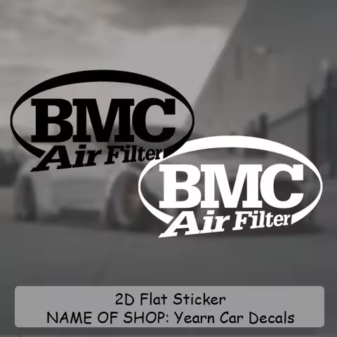 1PC BMC Air Filter Logo Sticker Oval Black Letter Transparent Vinyl Decal for Car