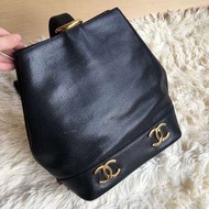 Chanel Vintage 黑金雙C單肩水桶包