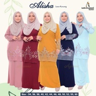 Baju Kurung Raya Lace Alisha Sedondon Dewasa Plus size BF Friendly - Gold/Dusty Pink/Baby Blue/Maroon (Size 34-60)