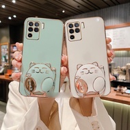 OPPO A94 Case 3D Cat Shape Anti-Fall Soft Silicone TPU Phone Case with Stand for oppo a94