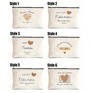 1pc French "Merci De M'aimer" & "Super Nounou" Floral Print Cosmetic Bag - Lightweight Foldable Trav